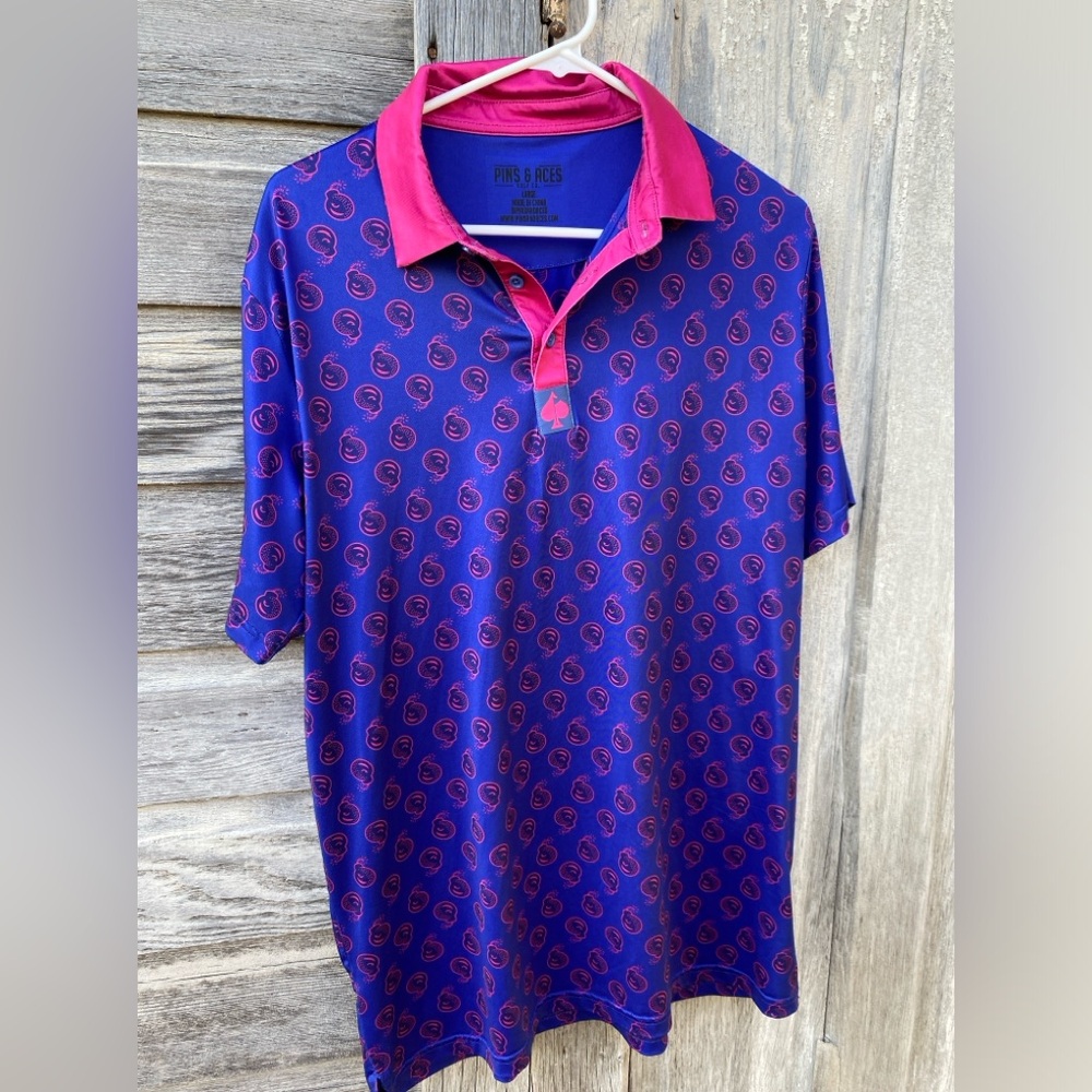 Pins & Aces Men’s Golf Polo Dynamite Print size Large